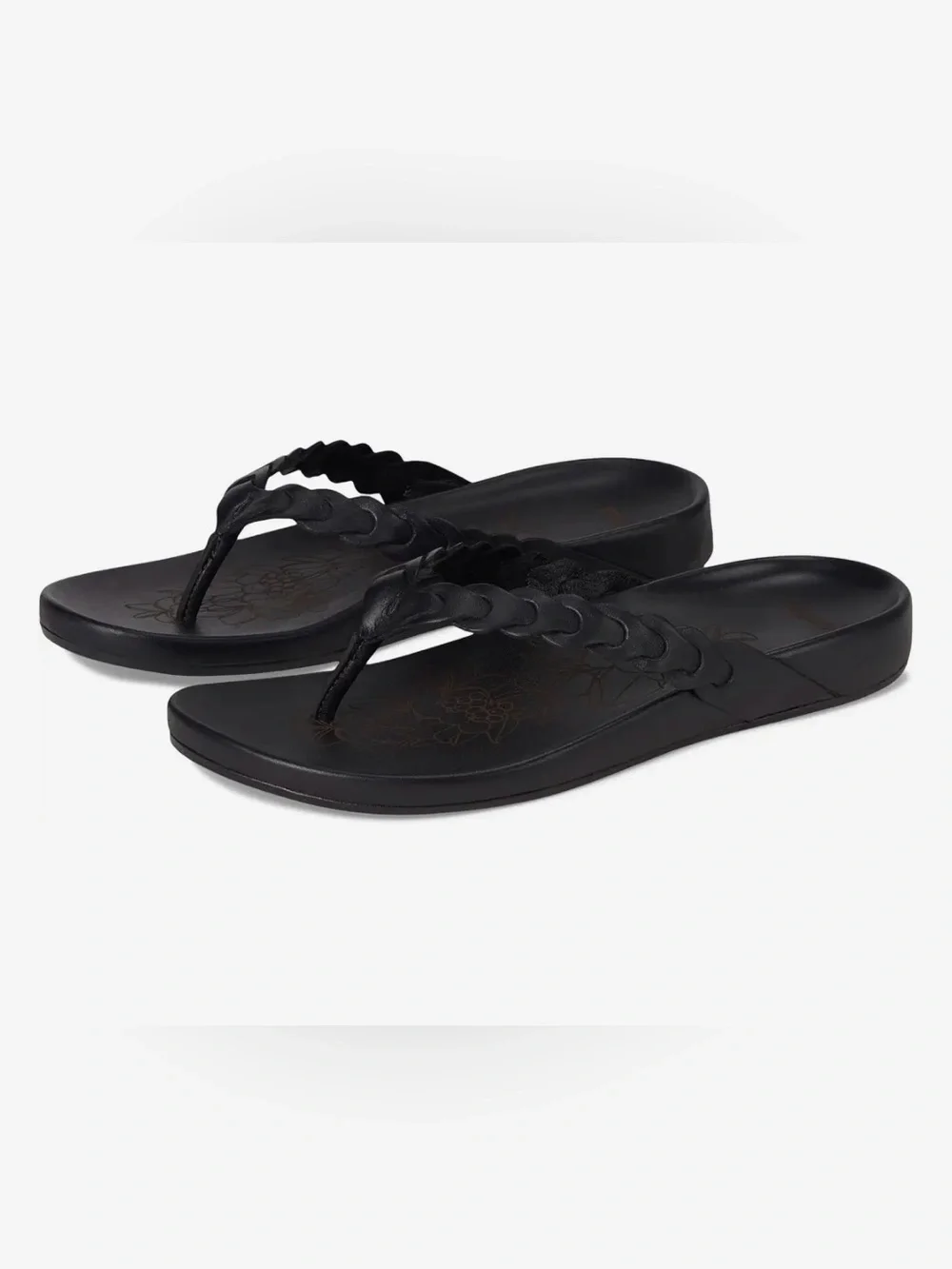 OluKai Lei Braided Leather Thong Sandals / Flip Flops - Black Size 8 - Picture 5 of 14
